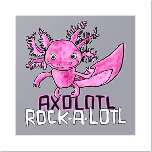 Axolotl Pun, Rock Music, Rock a lotl, Pink Axolotl Posters and Art